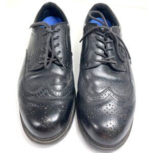 Nunn Bush Mens Black Leather Wingtip Oxford Shoes Size 9.5 Comfort Gel Sole C223